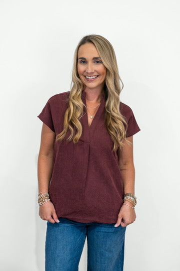 Wine Drop Shoulder Blouse