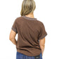 Brown Blouse w/Sleeve Trim