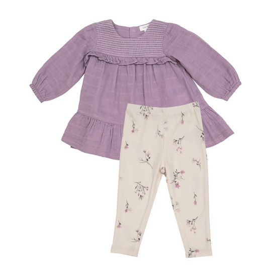 Lavender Mist Ruffle Dress &amp; Leggings - Southern Belle Boutique