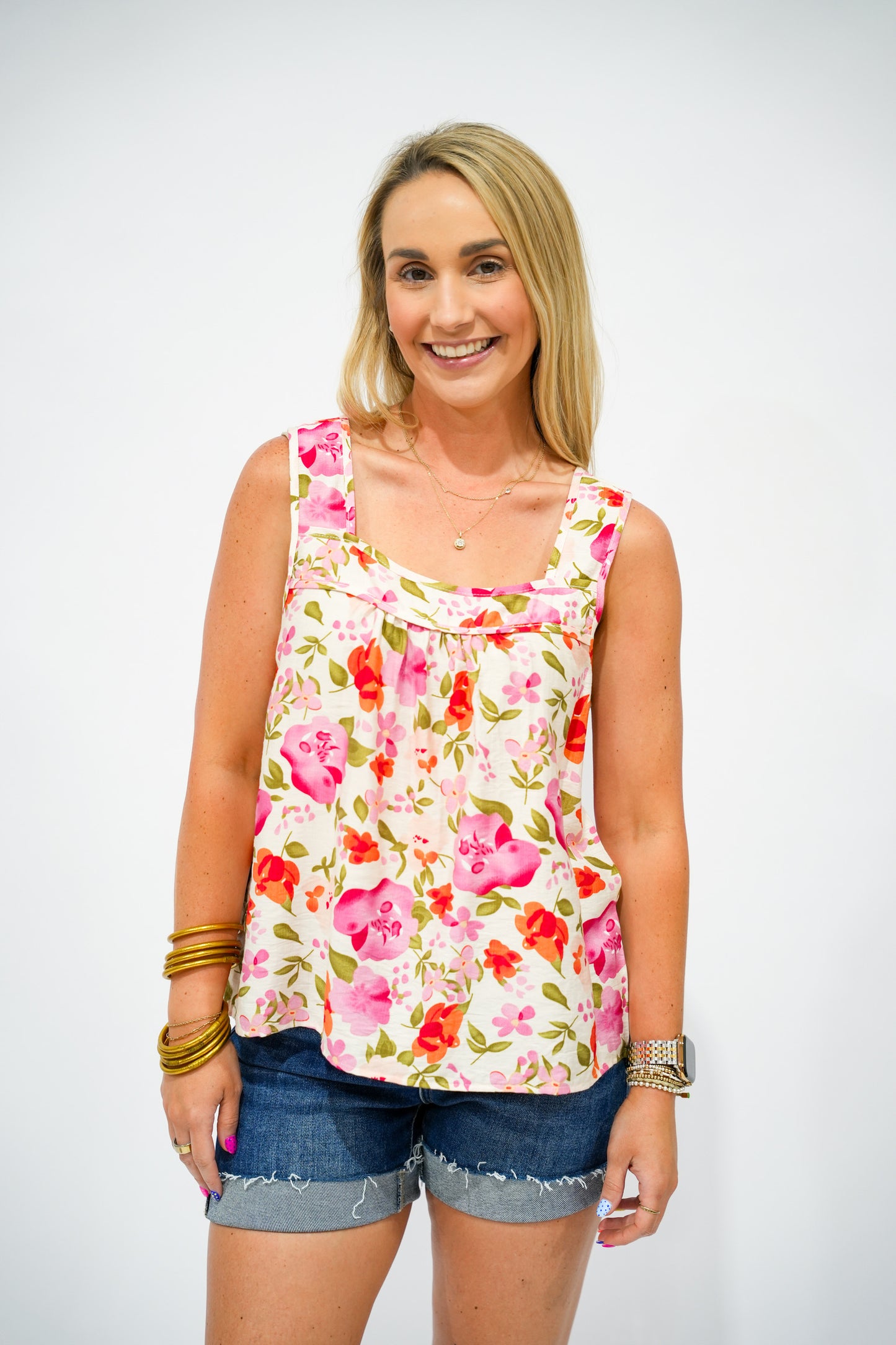 Pink Floral Tank - Southern Belle Boutique