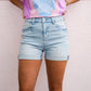 High Rise Cuffed Shorts - Light Wash