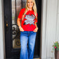 Red Game Day Football & Star Patch Tee
