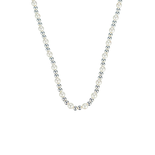 Adorned Pearl Mini Beaded Necklace, Silver - Southern Belle Boutique