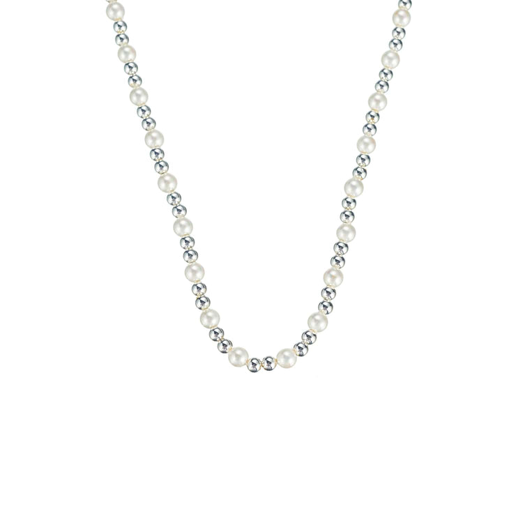 Adorned Pearl Mini Beaded Necklace, Silver - Southern Belle Boutique