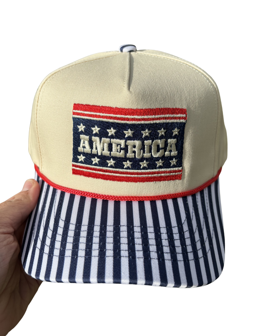 American Striped Canvas Cap - Southern Belle Boutique