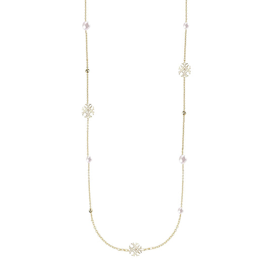 Adorned Pearl Logo Station Necklace, Gold - Southern Belle Boutique