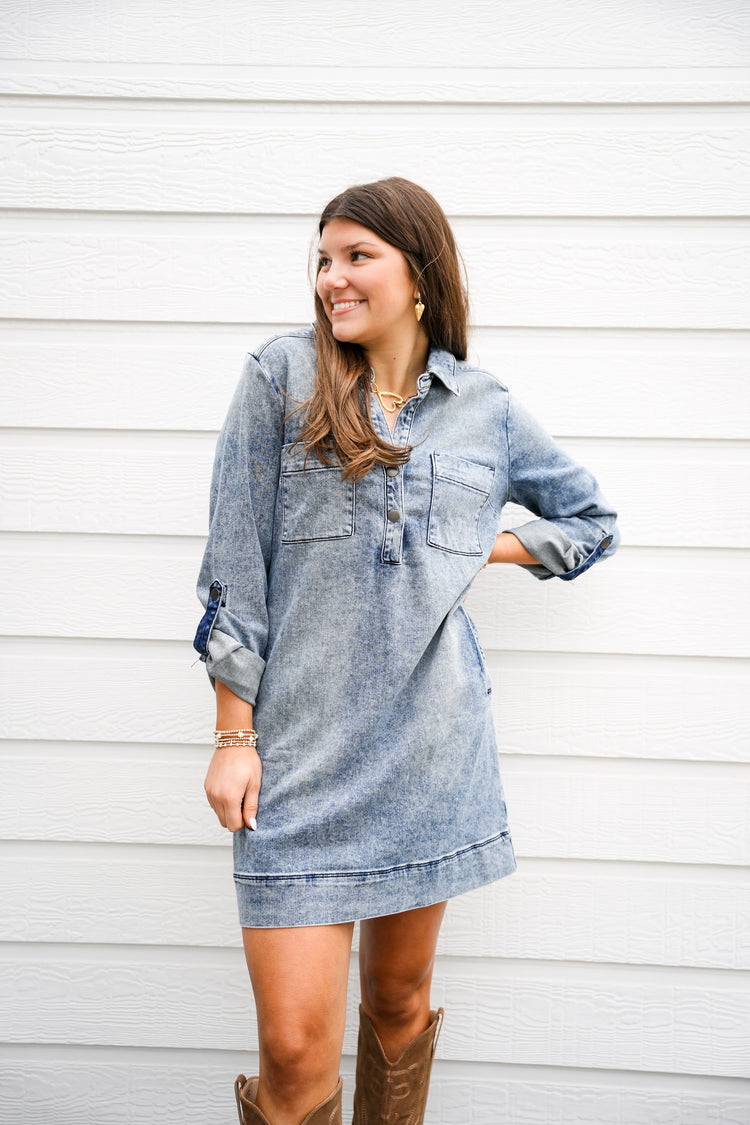 Anika Denim Dress - Medium Wash