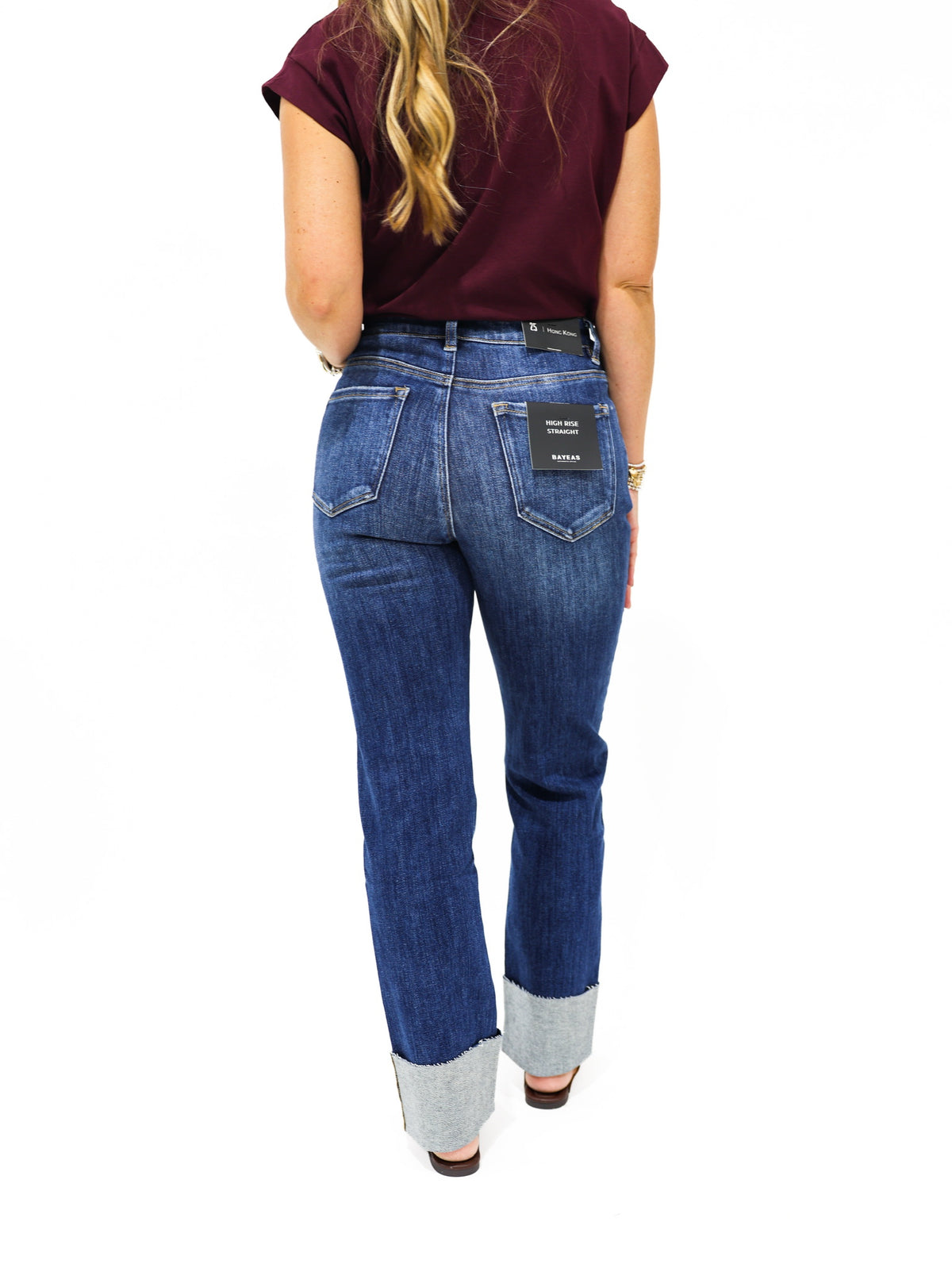 High Rise Cuffed Straight Leg Jean - Trappist