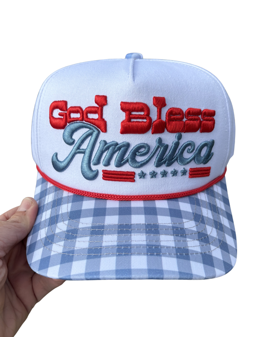God Bless America Trucker Canvas Hat - Southern Belle Boutique