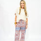 Coral Blue Scarf Print Wide Leg Pant - Southern Belle Boutique