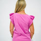 Hot Pink Eyelet Sleeve Top - Southern Belle Boutique