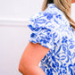 Blue Flower Print Tiered Dress