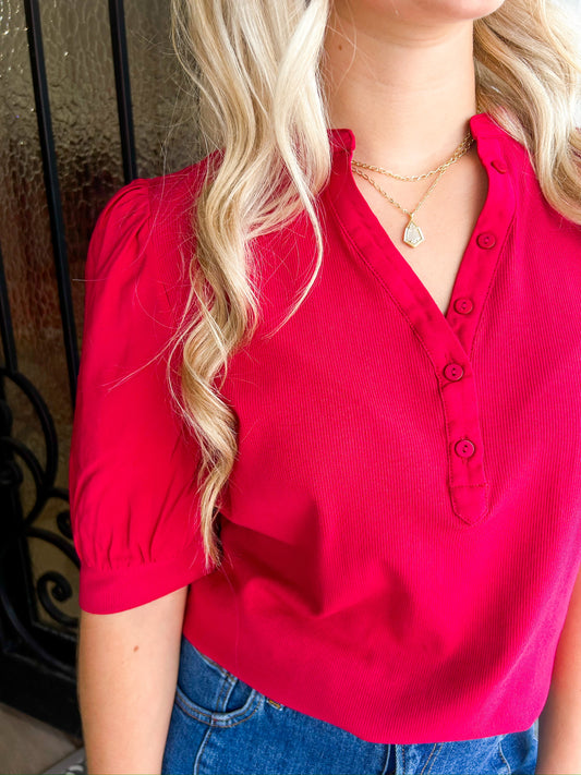 Tanner Blouse - Ruby Pink