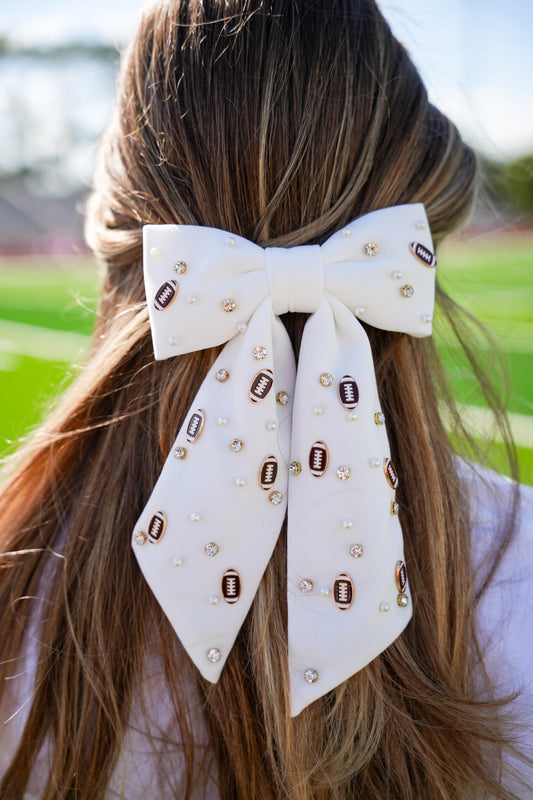 Game Day Charms Bow Clip - Ivory