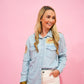 Denim Chambray w/Patches/Peace - Southern Belle Boutique