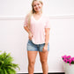 Ivory Coral Striped VNeck Sweater - Southern Belle Boutique