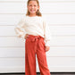 Brick Gathered Detail Wide Leg Pant