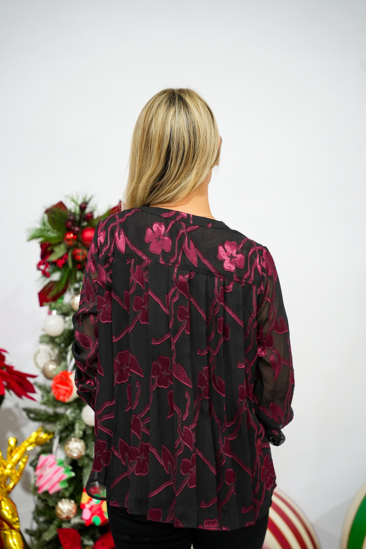 Floral Jacquard Button Down Top