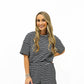 Black Striped Lounge Short Set