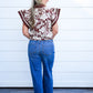 Charlotte HR Wide Leg Front Seam Patch Jeans - Vibrant