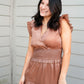 Mocha Satin Tiered Maxi Dress