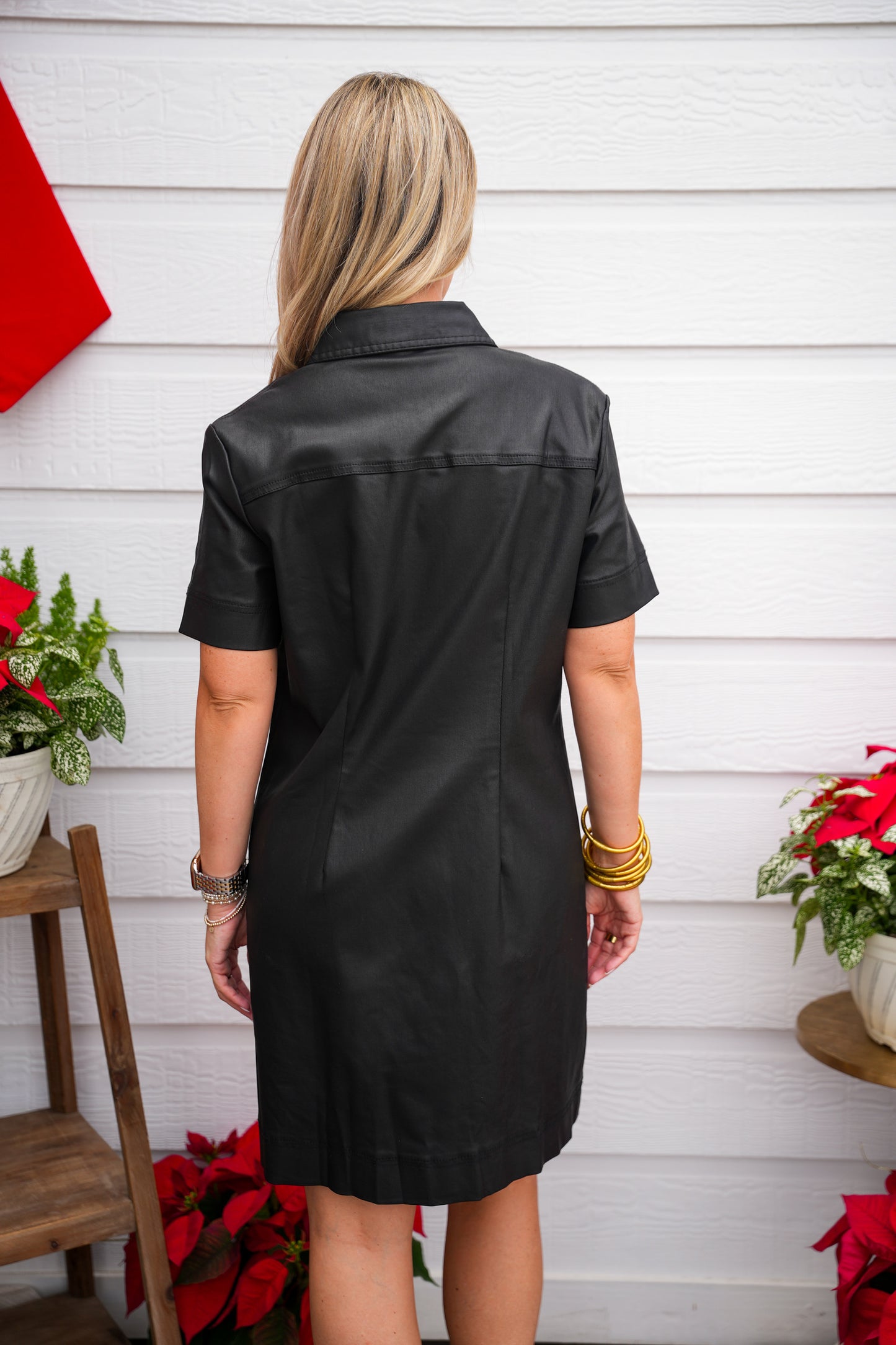 Tatiana Faux Leather Black Dress