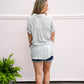 Dusty Blue/White Striped Blouse