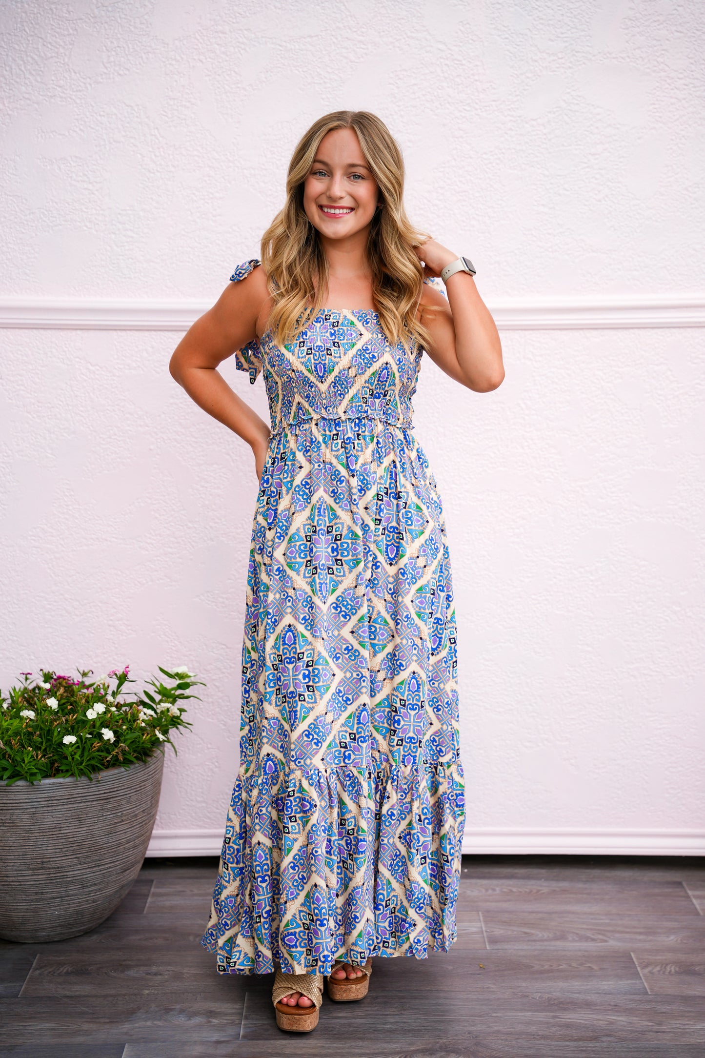 Blue Shoulder Strap Maxi Dress - Southern Belle Boutique