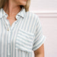 Dusty Blue/White Striped Blouse