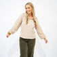 Taupe Half Zip Balloon Sleeve Sweater