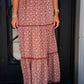Terra Cotta Floral Rick Rack Lace Tiered Maxi Skirt - Southern Belle Boutique