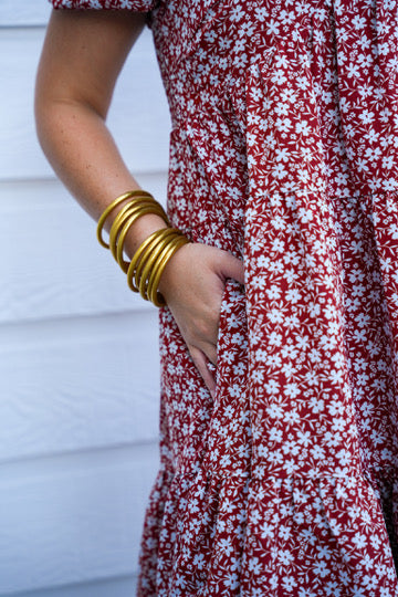 Rust Floral Printed Mini Dress
