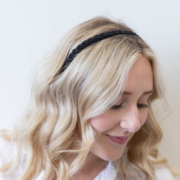 Headband Thin - Black Rush Beads - Southern Belle Boutique