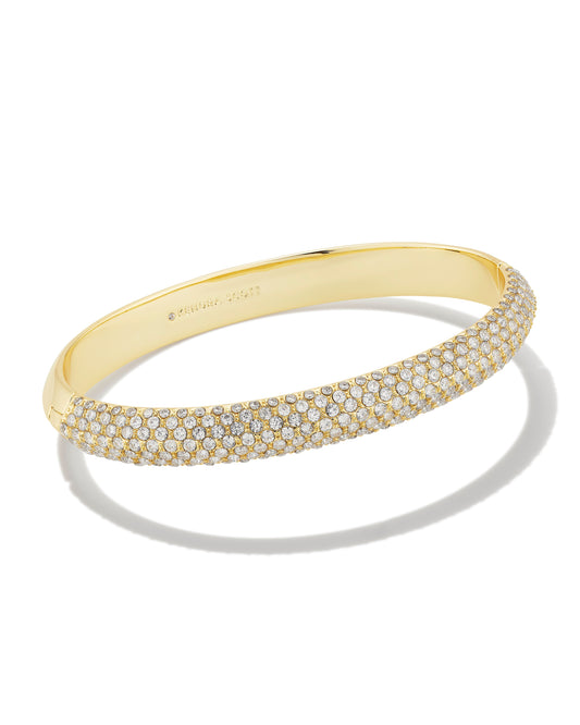 Mikki Pave Bangle Bracelet Gold White Cz M/L - Southern Belle Boutique
