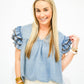 Beth Ruffle Sleeve Denim Top - Southern Belle Boutique