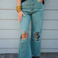 Army Green Vintage Crop Flare Jean