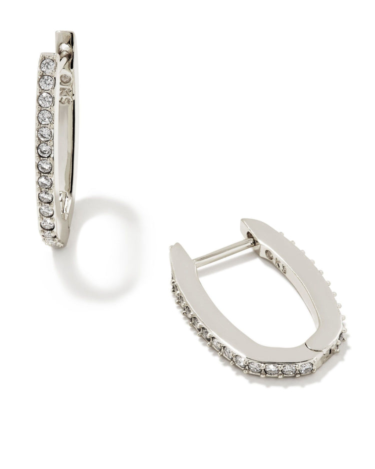 Murphy Pave Huggie Earrings - Silver White Cz - Southern Belle Boutique