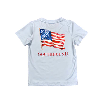 Lt Blue SS Performance Tee - Flag - Southern Belle Boutique