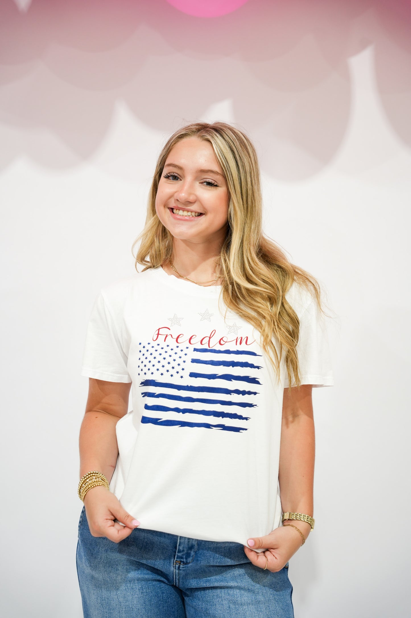 Freedoms Star Rhinestone Tee - Southern Belle Boutique