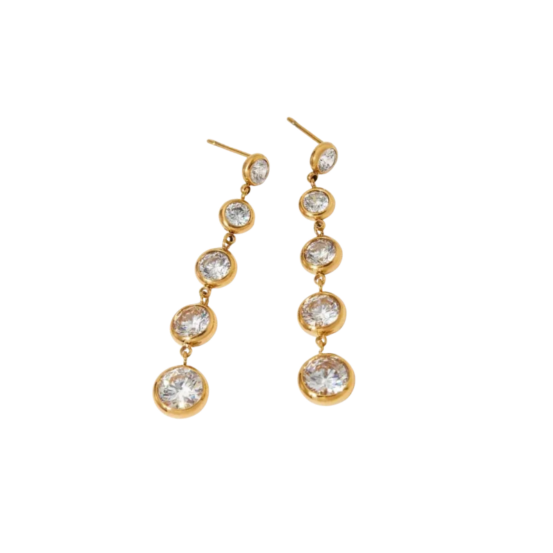 Round Stone Drop Studs