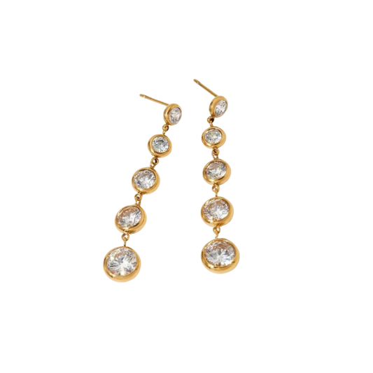 Round Stone Drop Studs