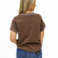Brown Blouse w/Sleeve Trim
