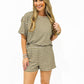 Khaki Striped Lounge Short Set