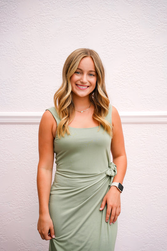 Sage Midi Solid Dress