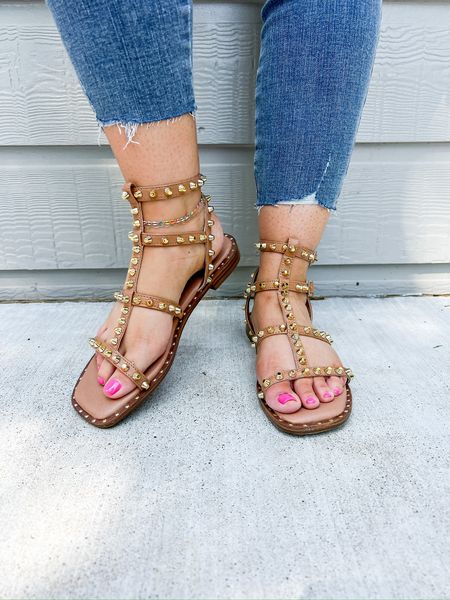 Sunnie Studded Gladiator Sandal - Tan - Southern Belle Boutique