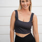 Black Polka Dot Print Crop Tank with Lace Trim