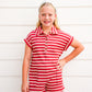 Rust Stripe Short Sleeve Collared Patch Pocket Romper