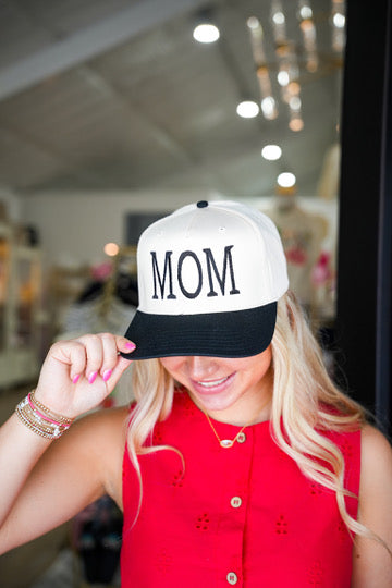 Mom Truck Hat - Black/Cream - Southern Belle Boutique