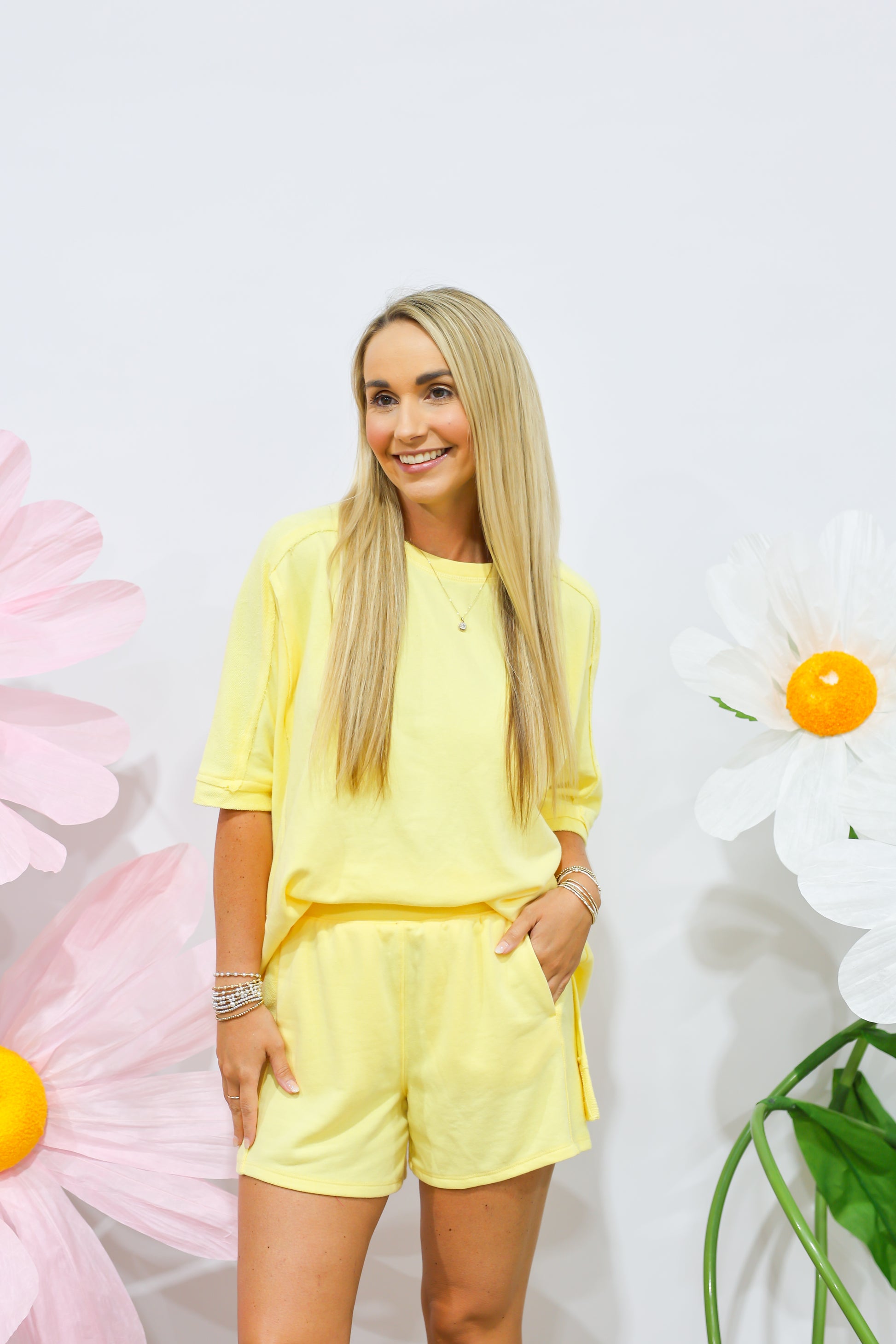 Yellow Glow French Terry Short Set - Southern Belle Boutique