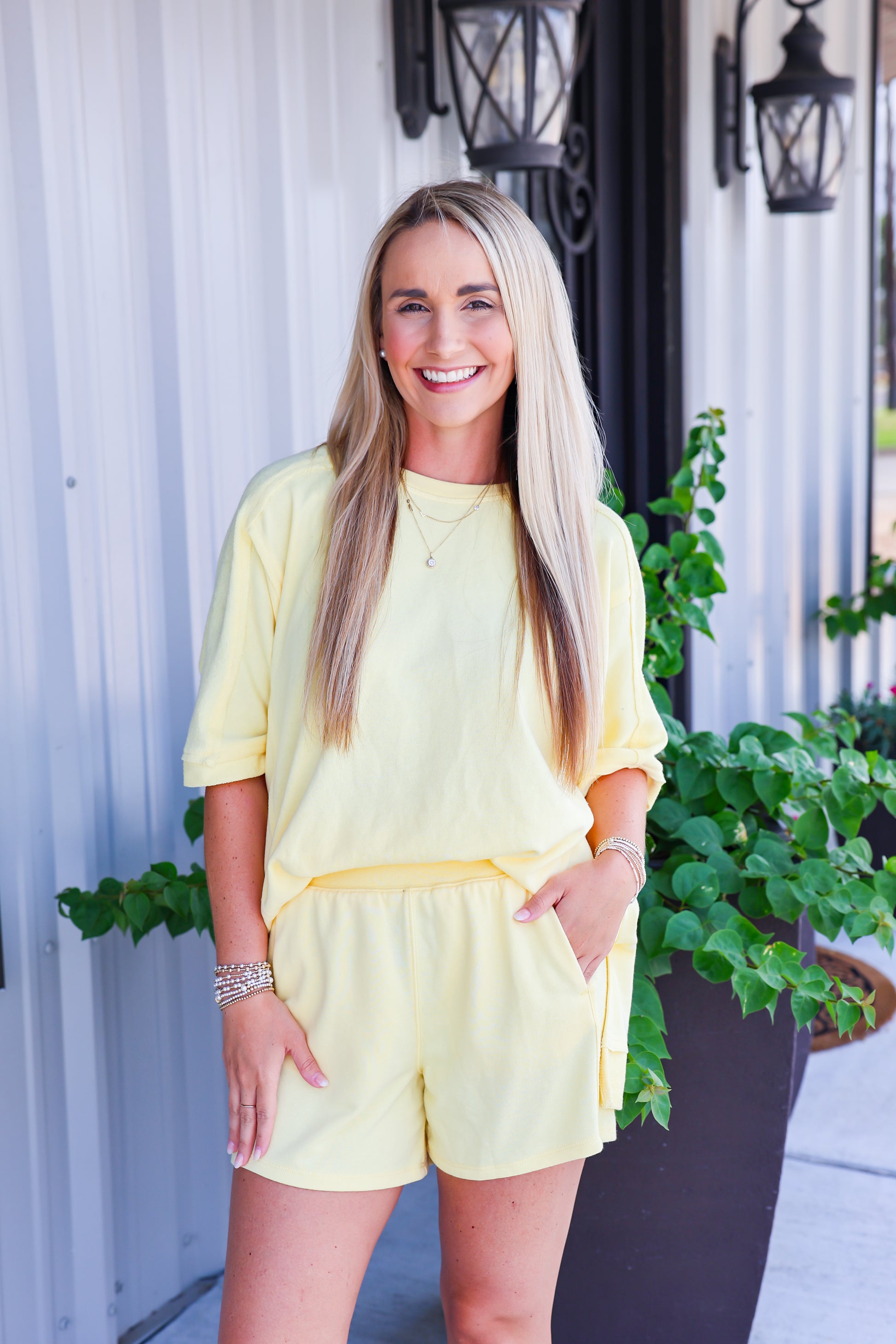 Yellow Glow French Terry Short Set - Southern Belle Boutique